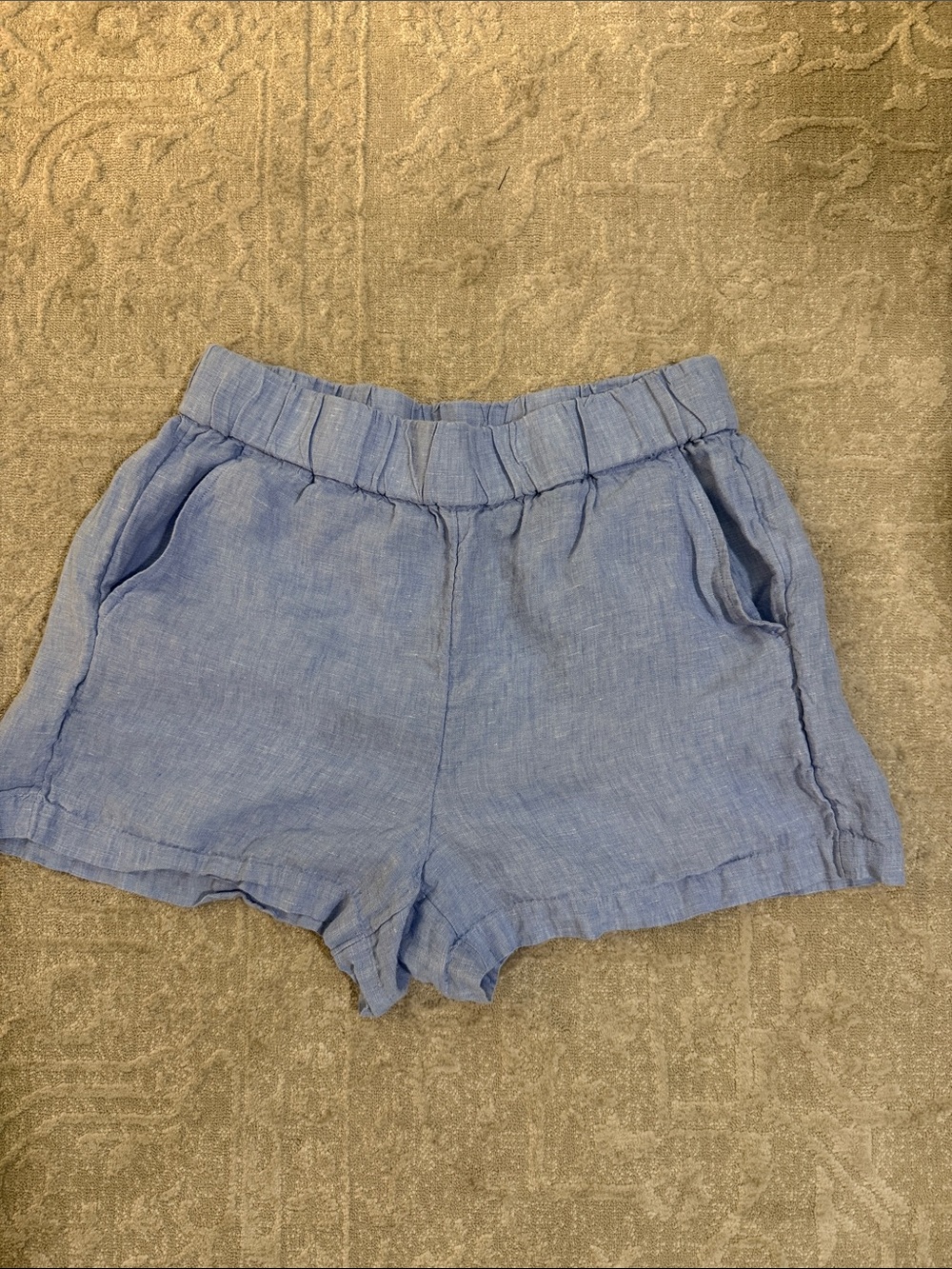 Jcrew Tropez short in linen- Light Blue Women's Linen-Blend Elastic Waist Shorts